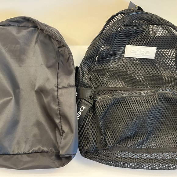 bebe "Manny" LG Backpack Black Netted Removable Liner- NWT - Picture 9 of 9